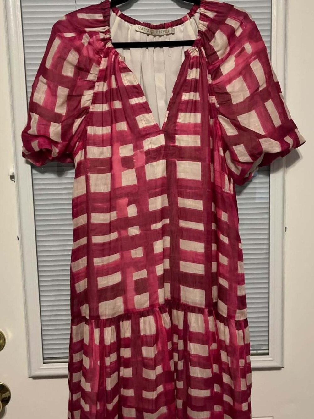 Marie Oliver Greta Fushia Madras Mini Dress Size Medium EUC